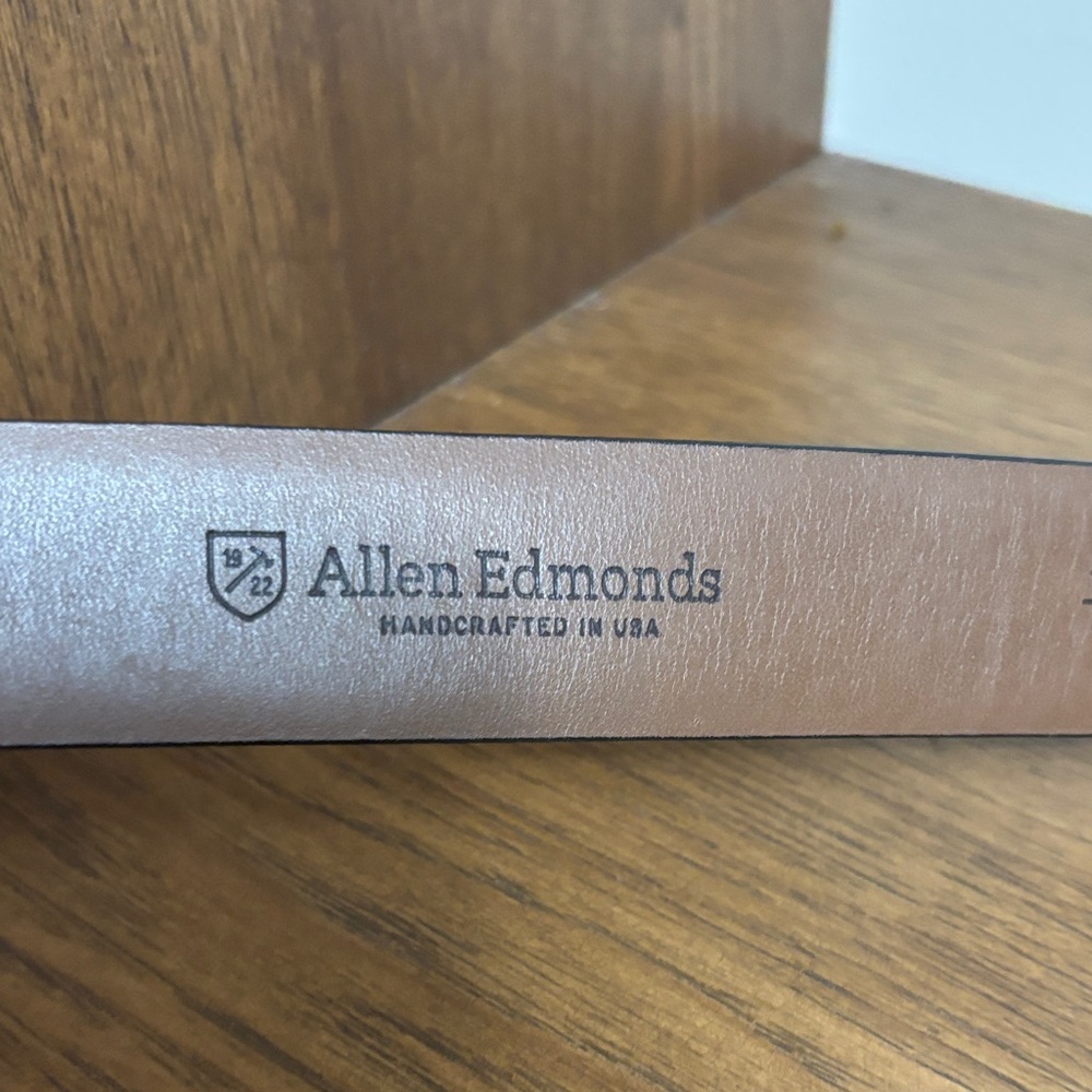 Allen Edmonds Tan Leather Belt with Silver Buckle - Picture 2 of 5